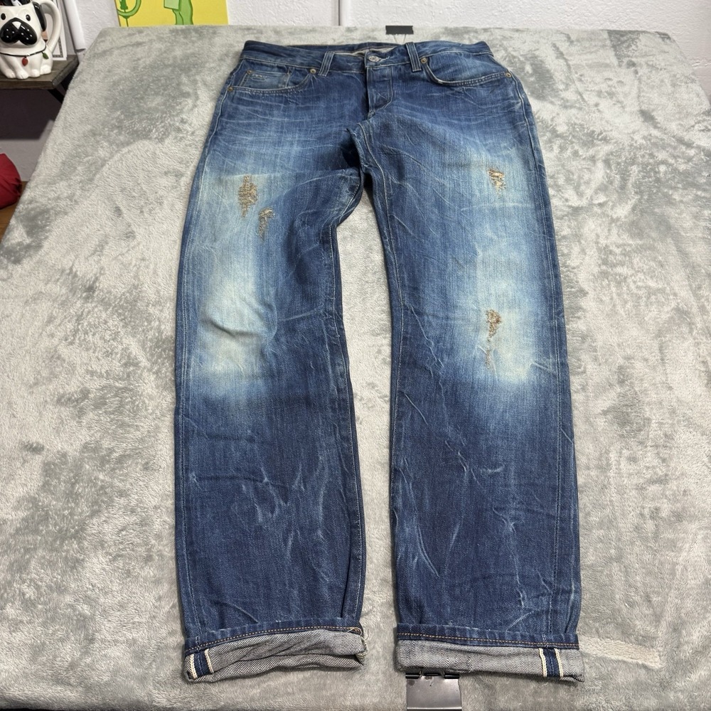 G-Star Raw 3301 Low Tapered Japanese Selvedge Distressed Denim Jeans Size 32x32